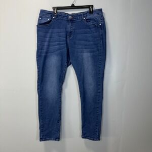 Dkin Jeans Womens 18W Blue Skinny Denim Rhinestone Embroidered Pockets
